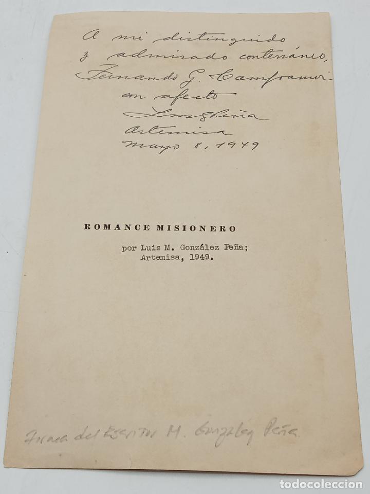 Manuscrits anciens: SIGNED, AUTOGRAPH, FIRMA. ESCRITOR LUIS M. GONZALEZ PE&Ntilde;A. VER