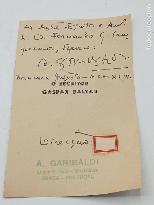 Manuscritos antiguos: SIGNED, AUTOGRAPH, FIRMA. ESCRITOR A. GARIBALDI. VER - Foto 1