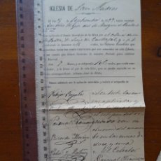 Manuscritos antiguos: MADRID, IGLESIA SAN ANDRÉS, MISAS POR EL MARQUES DE PUERTO SEGURO, 1879. Lote 318098748