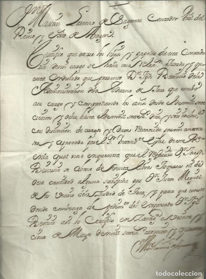 Manuscritos antiguos: Pago de sesenta libras jaquesas por servicios prestados en la aduana de Jaca. A&ntilde;o 1764, ver nota