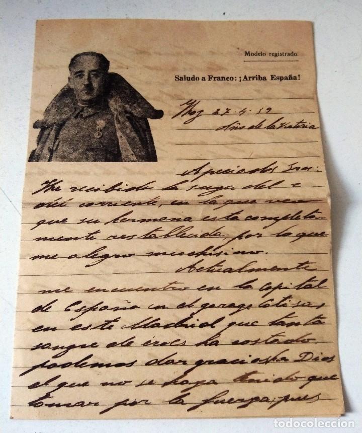 Manuscritos antiguos: ANTIGUA CARTA CON PROPAGANDA FRANQUISTA - 1939