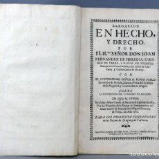 Manuscritos antiguos: ALEGACIÓN JURÍDICA SUCESIÓN CONDADO DE ARANDA CONDE DE FUENTES IMPRENTA ZARAGOZA 1655 S XVII. Lote 319093743