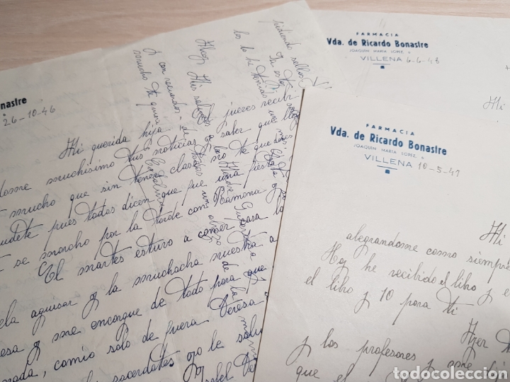 Manuscritos antiguos: Lote 4 cartas ,Vda de Ricardo Bonastre ,a&ntilde;o 1946-47-48