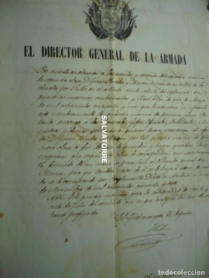 Manuscritos antiguos: MANUSCRITO DIRECTOR GENERAL MARINA.1857.GINES PAREDES Y CHACON.APOSTADERO HABANA PROVINCIA DE CUBA