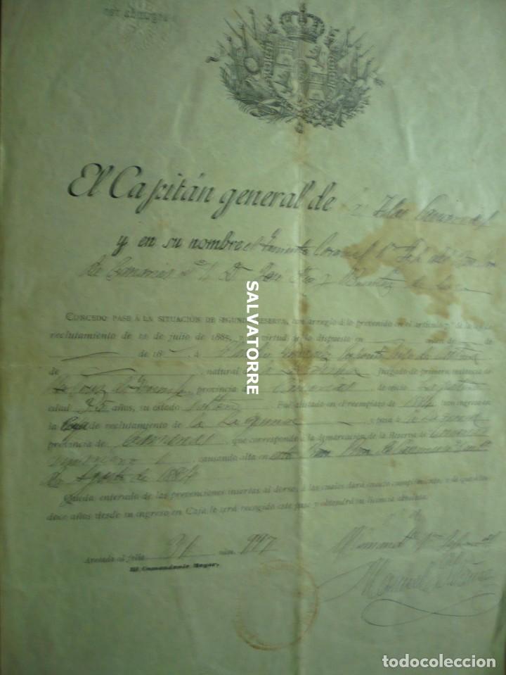 Manuscritos antiguos: DOCUMENTO. CAPITAN GENERAL DE CANARIAS.1894.LA LAGUNA.TENERIFE. LICENCIA.