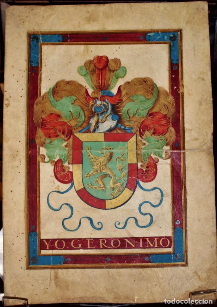 Manuscritos antiguos: EJECUTORIA CERTIFICADO DE LINAJE NOBLE DEL APELLIDO LONGORIA.23 DE DICIEMBRE DE 1626. PERGAMINO
