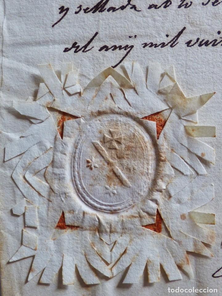Manoscritti antichi: DOCUMENTO EN CATAL&Aacute;N CON SELLO SECO SOBRE CERA DE LA CATEDRAL DE BARCELONA, A&Ntilde;O 1853