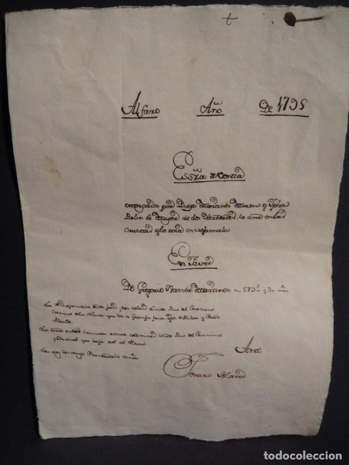 Manuscritos antiguos: frontal de escritura de compraventa - alfaro a&ntilde;o 1795 - papel marca de agua b. r.