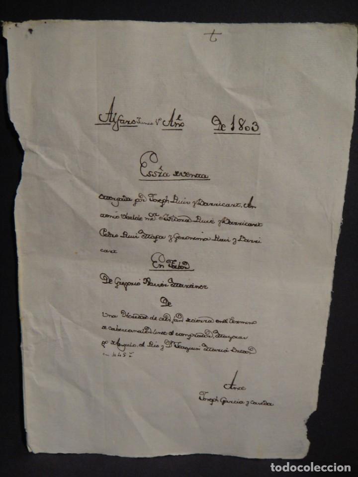 Manuscritos antiguos: frontal de escritura de compraventa - alfaro a&ntilde;o 1803 - papel con marca de agua