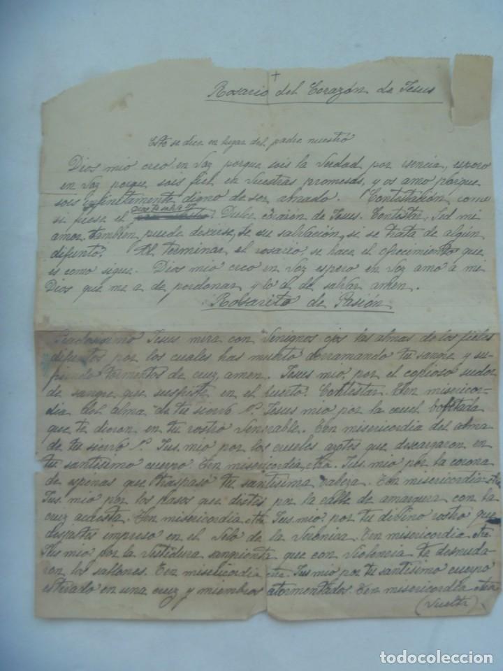 Manuscritos antiguos: ORACION ROSARIO DEL SAGRADO CORAZON DE JESUS, MANUSCRITO. SEVILLA 1939, A&Ntilde;O DE LA VICTORIA