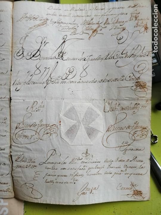 Manuscritos antiguos: IMPORTANTE ESCRITURA DE 1753 CON SELLO - Foto 2