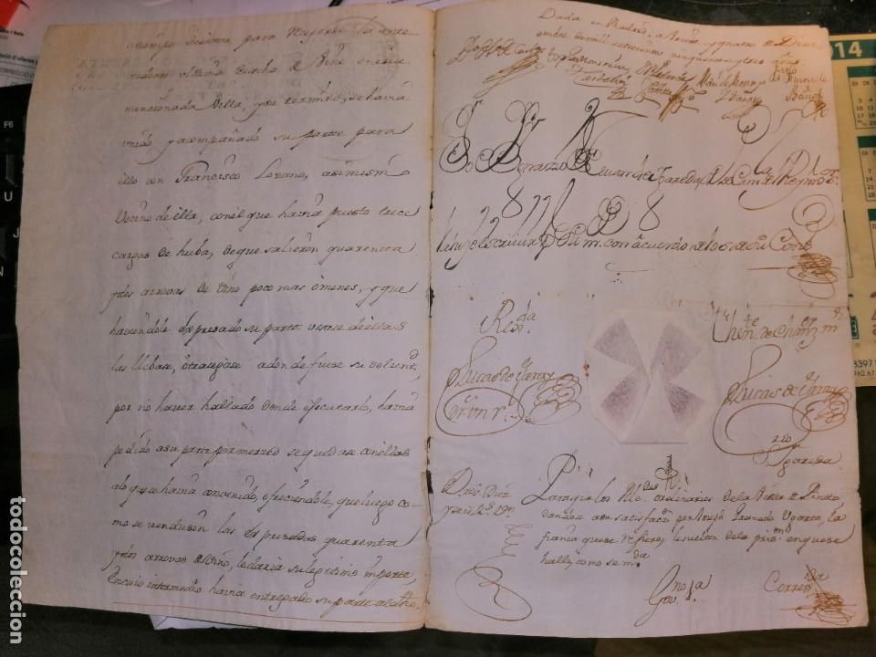 Manuscritos antiguos: IMPORTANTE ESCRITURA DE 1753 CON SELLO - Foto 9