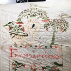 Manuscritos antiguos: MANUSCRITO EN PERGAMINO Y COLOR AÑO 1609- FEE DE BAPTISMO DE FRANZISCO CHOFRE DE MORALES.. Lote 323206463