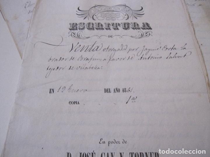 Manuscritos antiguos: BRAFIM, TRES DOCUMENTOS 1853, 1854 Y 1861. VENTA Y DEBITORIO. - Foto 2