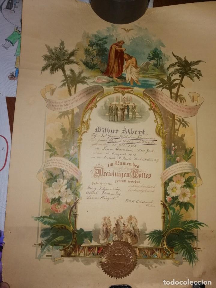 Manuscritos antiguos: CERTIFICADO BAUTISMO 1913 - Foto 4