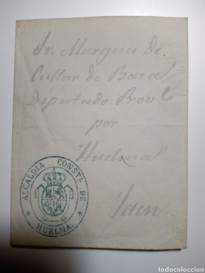 Manuscrits anciens: Sobre dirigido Sr. Marqu&eacute;s de Cullar de Baza, diputado a Cortes por Huelma Jaen
