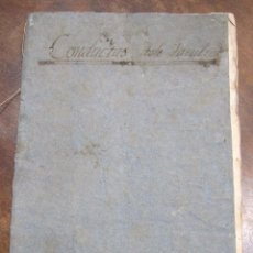 Manuscritos antiguos: CUADERNO “CONDUCTAS DELS FACULTATS?”. BENVINGUT (BIENVENIDO) VECIANA Y PASTORET... VALLS 1837 - 1883. Lote 327327008