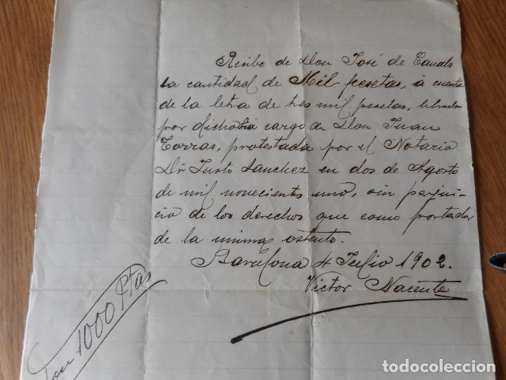 Manuscrits anciens: ANTIGUO RECIBO MANUSCRITO.VICTOR NACENTE.BARCELONA 1902.