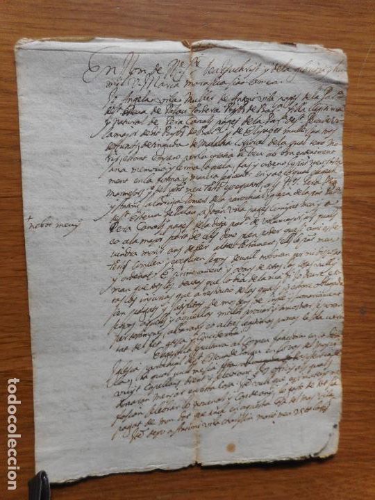 Ancient Manuscripts: ANTIGUO MANUSCRITO CATALAN.ANGELA VILA MULLER PALAUTORDERA BARCELONA 1683