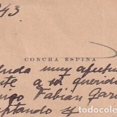 Manuscritos antiguos: TARJETA DE VISITA MANUSCRITA POR LA ESCRITORA COCHA ESPINA 1943