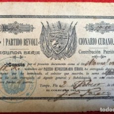 Manuscritos antiguos: DOCUMENTO CUBA CERTIFICADO AYUDA GUERRA INDEPENDENCIA CONTRIBUCION PARTIDO REVOLUCIONARIO TAMPA 1893. Lote 330602923