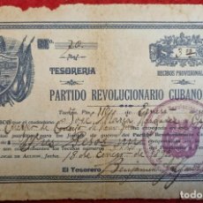 Manuscritos antiguos: DOCUMENTO CUBA CERTIFICADO AYUDA GUERRA INDEPENDENCIA CUBA PARTIDO REVOLUCIONARIO TAMPA 1893