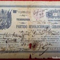 Manuscritos antiguos: DOCUMENTO CUBA CERTIFICADO AYUDA GUERRA INDEPENDENCIA CONTRIBUCION PARTIDO REVOLUCIONARIO TAMPA 1894