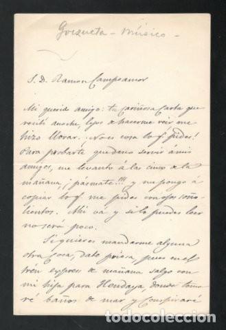 Manoscritti antichi: GOIZUETA (M&Uacute;SICO): CARTA a RAMON DE CAMPOAMOR
