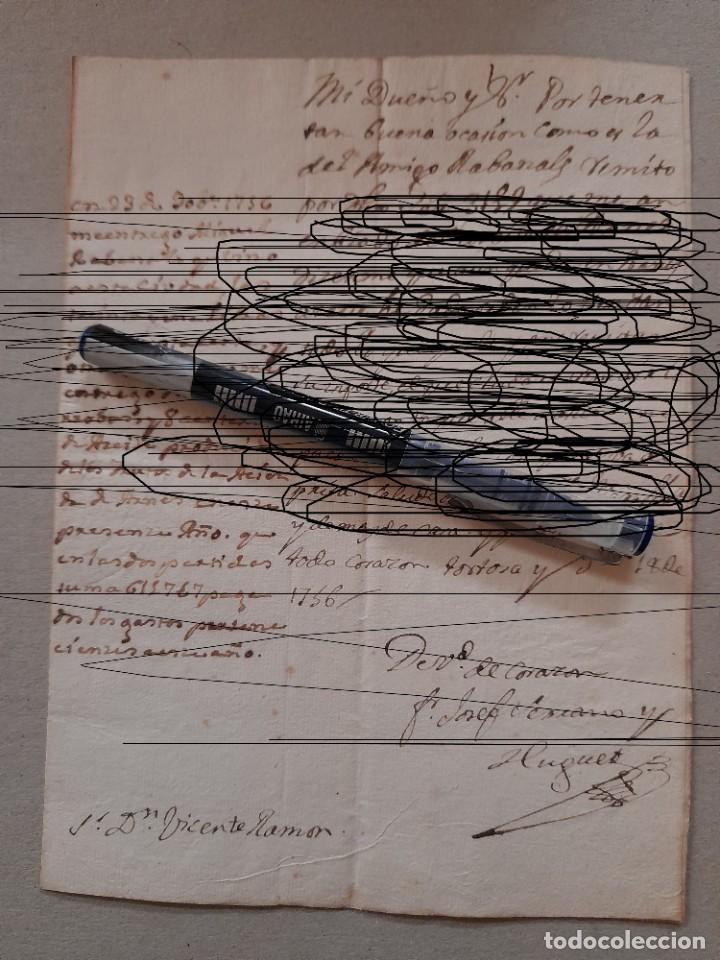 Alte Manuskripte: Carta comercial aceites a&ntilde;o 1756 enviada desde Tortosa, Catalu&ntilde;a