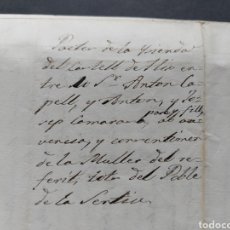 Manuscritos antiguos: DOCUMENTO MANUSCRITO PACTE HERETAT PROPIETARI CASTELL FLIX POBLE SENTIU 1848 XIX LLEIDA