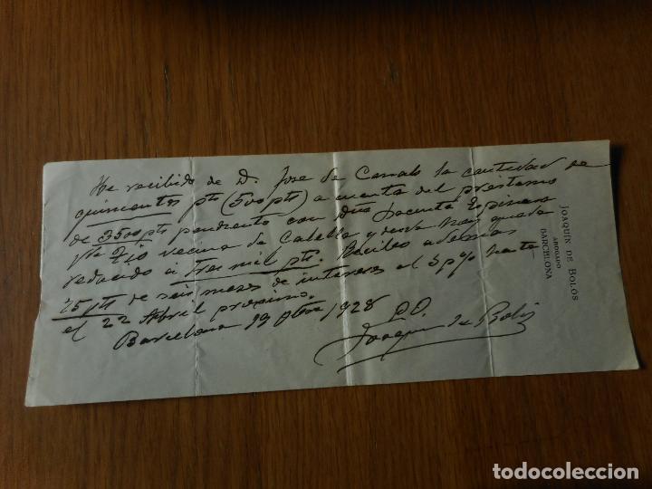 Alte Manuskripte: ANTIGUA NOTA MANUSCRITA JOAQUIN DE BOLOS ABOGADO BARCELONA 1928