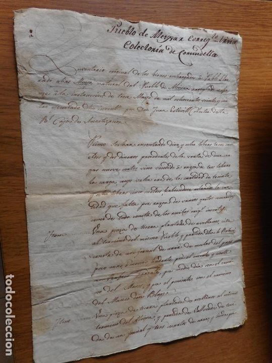 Alte Manuskripte: ANTIGUO MANUSCRITO PABLO LLAURAD&Oacute; VILLA DE L'ALEIXAR. ALEIXAR TARRAGONA 1824