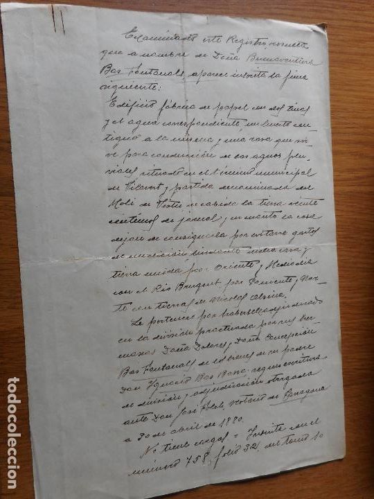 Alte Manuskripte: ANTIGUO MANUSCRITO BUENAVENTURA BAS FONTANALS.FABRICA DE PAPEL.MONTBLANCH.MONTBLANC.TARRAGONA 1934