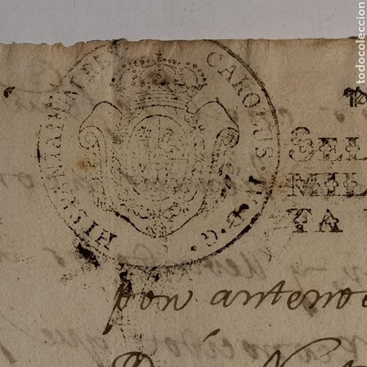 Manuscritos antiguos: Fragmento de documento de 1799, Real aduana. RECORTADO - Foto 2