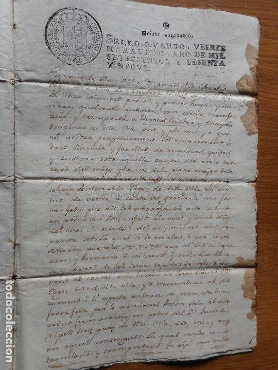 Ancient Manuscripts: ANTIGUO MANUSCRITO CATALAN JOSEPH CEBARROJA SEBARROJA-BERNAT RIUDON. SANTPEDOR.SAMPEDOR 1769