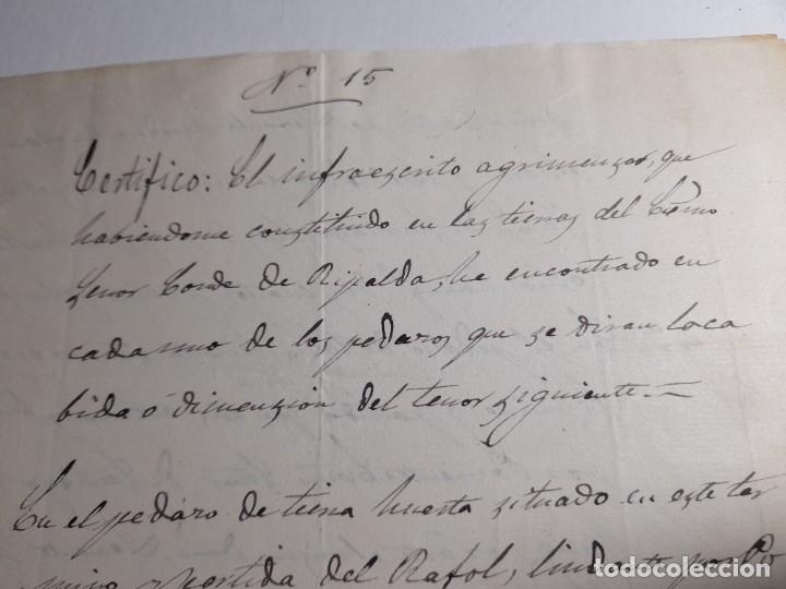 Ancient Manuscripts: Certificado de un agrimensor de medidas de tierras del conde de Ripalda en Cullera. Valencia 1868