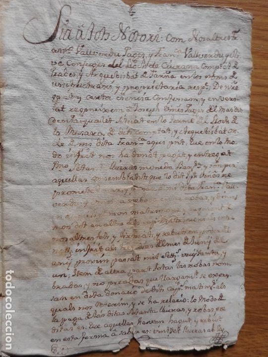 Ancient Manuscripts: ANTIGUO MANUSCRITO FRANCISCA VALLVERDU OLIVE- JOSEPH VI&Ntilde;AS.CIURANA. ALFORJA TARRAGONA 1782