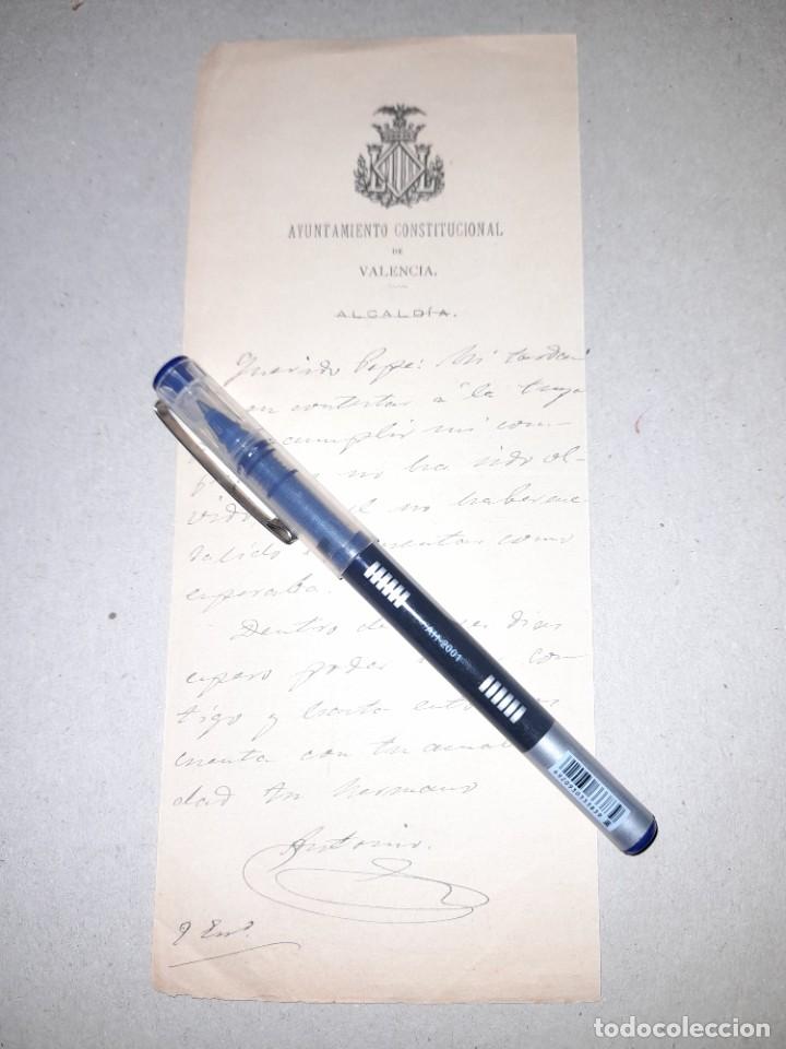Ancient Manuscripts: Antigua nota con membrete del ayuntamiento constitucional de Valencia, hacia 1870