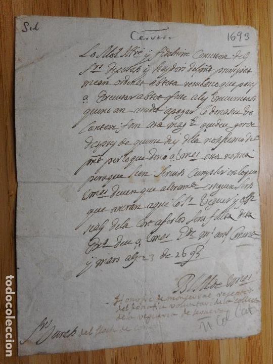 Ancient Manuscripts: ANTIGUO MANUSCRITO VILLA DE CERVERA LLEIDA 1693