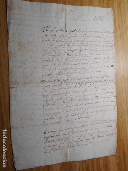 Ancient Manuscripts: ANTIGUO MANUSCRITO CATALAN MEMORIAL ANTON CAPDEVILA CARDONA BARCELONA 1685