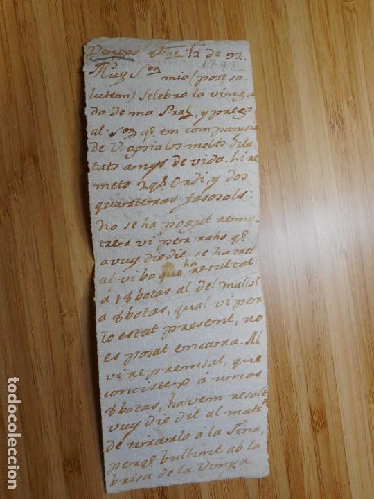 Ancient Manuscripts: ANTIGUA CARTA MANUSCRITO CATALAN. VERGES GERONA 1792