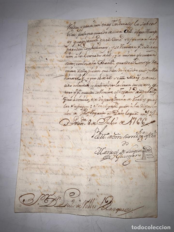 Manuscritos antiguos: GRANADA, 1766. MANUEL DE LUQUE GUZMAN. APELACION. VER/LEER - Foto 4