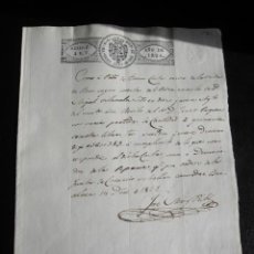 Manuscritos antiguos: DOCUMENTO - MANUSCRITO EN PAPEL FISCAL CON EL SELLO EN SECO DEL BUSTO FERNANDO VII. Lote 334818578