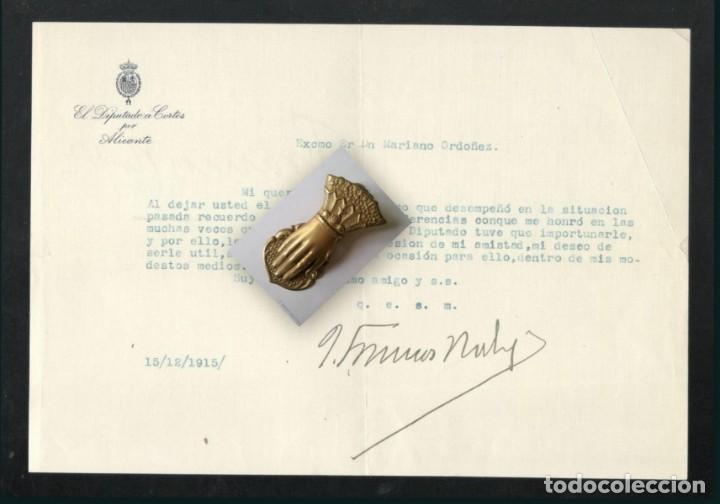 Manoscritti antichi: FRANCOS RODRIGUEZ, Jos&eacute;: CARTA de agradecimiento a D. Mariano Ord&oacute;&ntilde;ez.