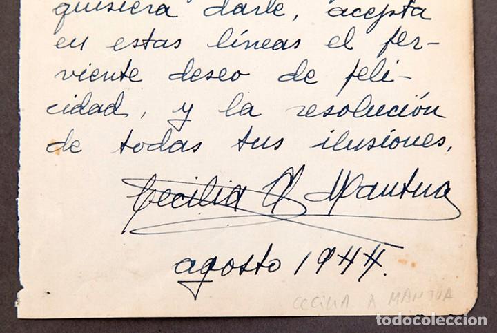 Manuscritos antiguos: CECILIA A. MANTUA - DEDICATORIA AUTOGRAFA - 1944 - Foto 1