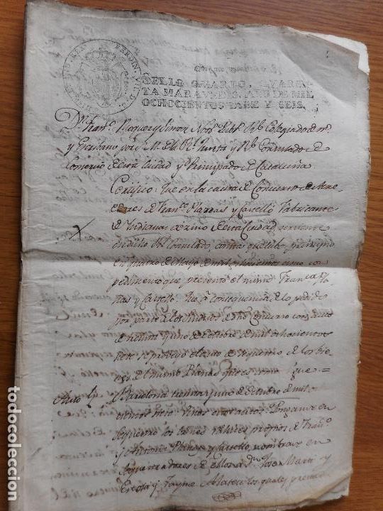 Manoscritti antichi: ANTIGUO MANUSCRITO CATALAN FRANCISCO PLANAS CASTELL&Oacute;? FABRICANTE INDIANAS.BARCELONA 1816