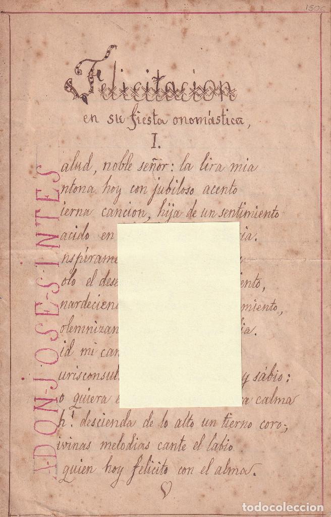 Manuscrits anciens: FELICITACION A DON JOSE SINTES - GRAN CANARIA VALSEQUILLO FRANCISCO DAVILA 1911