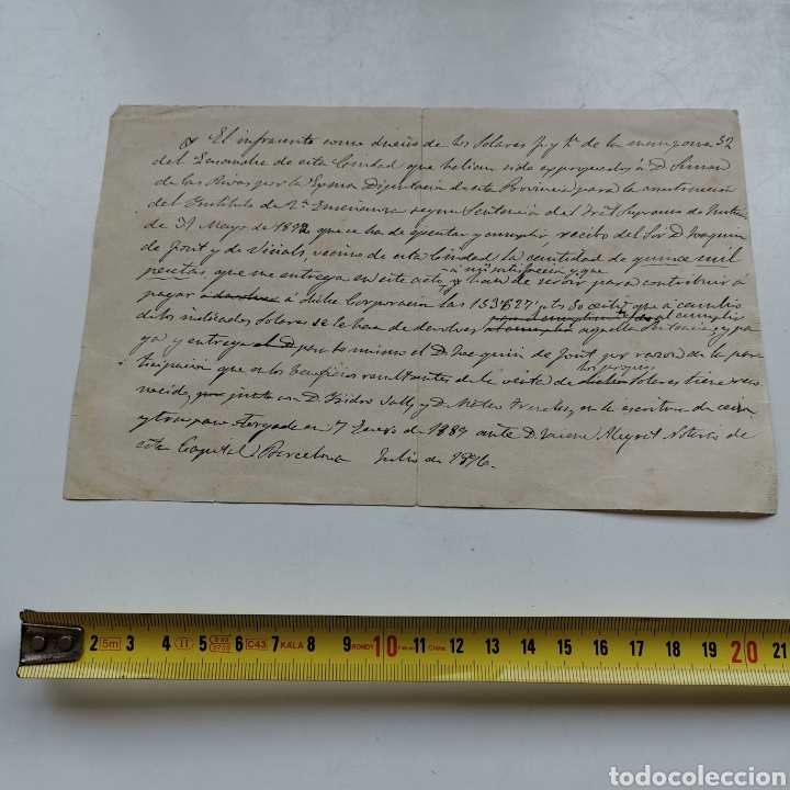 Manuscritos antiguos: Documento 1896, Compra manzana eixample N&ordm;52, para construcci&oacute;n Instituto de 2&ordf; ense&ntilde;anza, J. Font - Foto 3