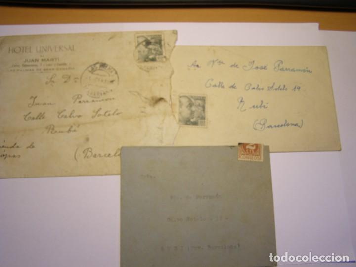 Manuscrits anciens: Tres sobres y dos cartas dirigidas a Rub&iacute;, Barcelona, a&ntilde;os 40.