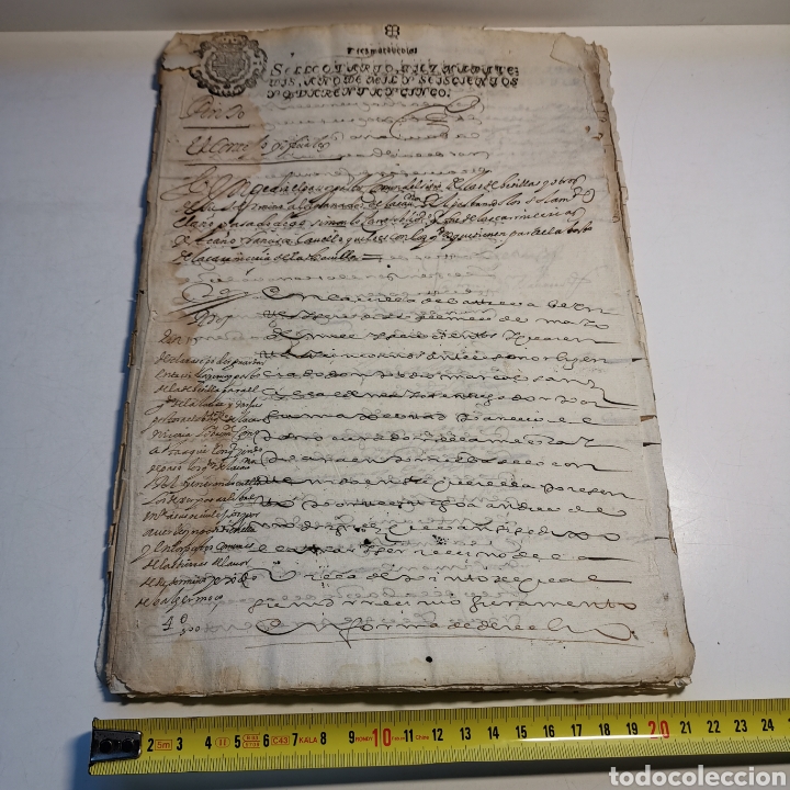 Manuscritos antiguos: Documento de 1645 de 24 pagsinas 14 caras escritas, - Foto 2